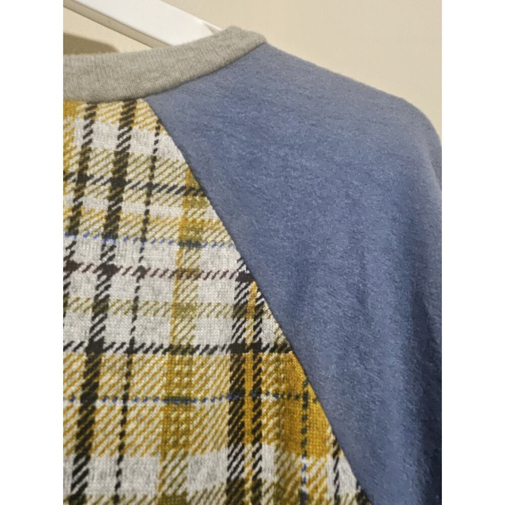 Story Teller Plaid Raglan Sleeve Sweater Model Off Duty Boho NWOT - Picture 8 of 9